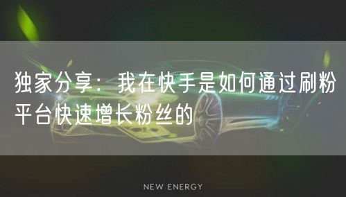 独家分享：我在快手是如何通过刷粉平台快速增长粉丝的