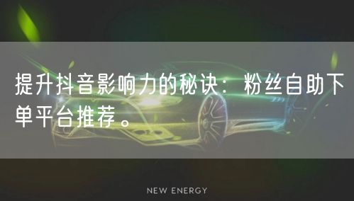 提升抖音影响力的秘诀：粉丝自助下单平台推荐。