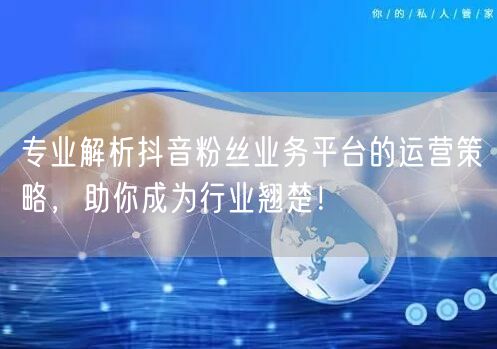 专业解析抖音粉丝业务平台的运营策略，助你成为行业翘楚！