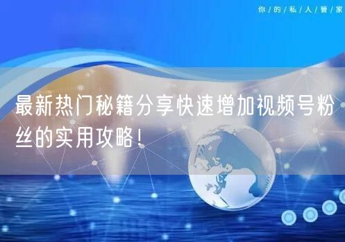 最新热门秘籍分享快速增加视频号粉丝的实用攻略！
