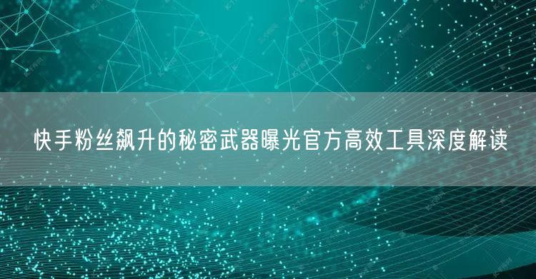 快手粉丝飙升的秘密武器曝光官方高效工具深度解读