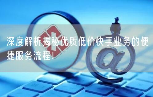 深度解析揭秘优质低价快手业务的便捷服务流程！