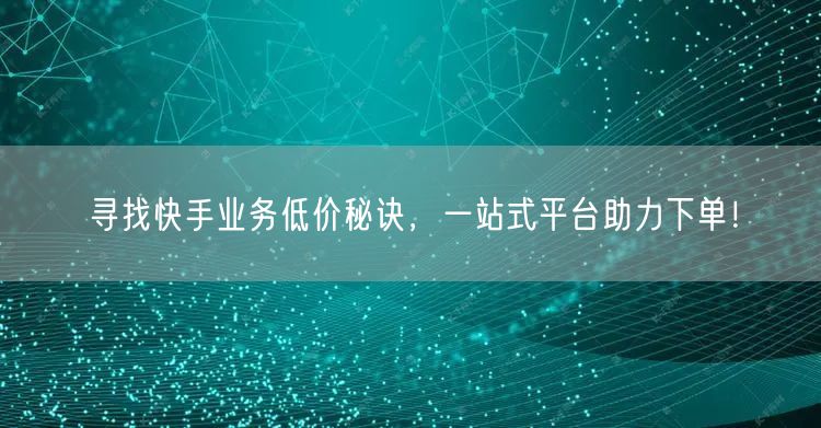 寻找快手业务低价秘诀，一站式平台助力下单！
